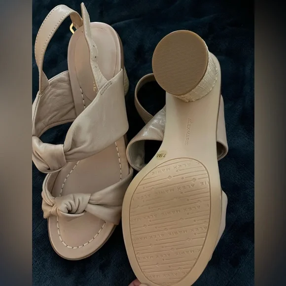 Alex Marie Beige Wedge Sandals - Picture 2 of 3